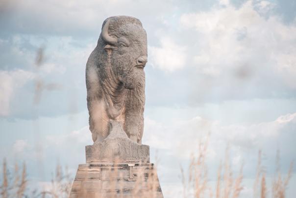 stone carved bison