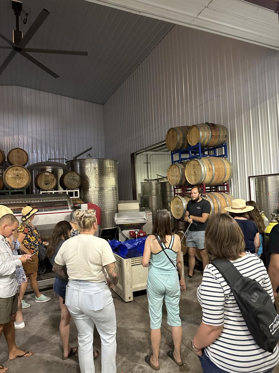 Group touring a farm